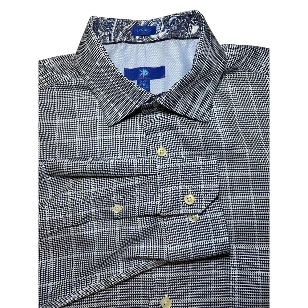 Egara Mens Size XXL 18-18.5 Non Iron Cotton Flip Cuffs Long Sleeve Dress Shirt